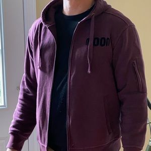 Moon Climbing Gear purple zip front hoodie